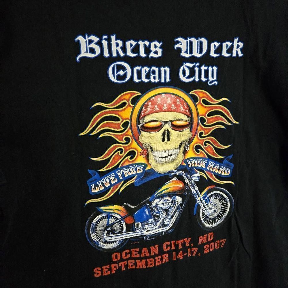 Bikers Week Ocean City Vintage 2007 Skull Tshirt Mens SZ M - Picture 5 of 5